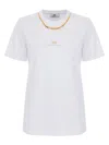 Elisabetta Franchi White Cotton Jersey T-shirt With Necklace Detail In White