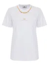 Elisabetta Franchi White Cotton Jersey T-shirt With Necklace Detail In White