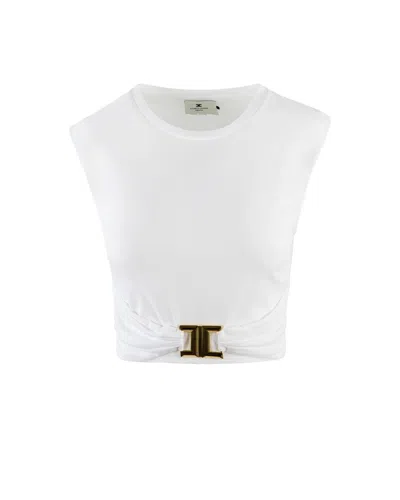 Elisabetta Franchi Cotton Jersey T-shirt With White Jewel Logo