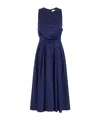 Elisabetta Franchi Waist Fitted Midi Pleated Round Sleeveless In Blue