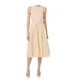 Elisabetta Franchi Cotton Poplin Dress With Logo Detail In Lemonade