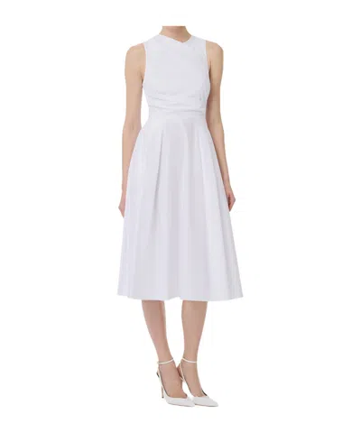 Elisabetta Franchi Cotton Poplin Dress With Logo Detail In White