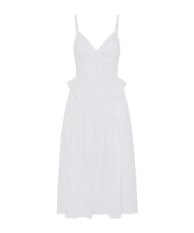 Elisabetta Franchi Cotton Poplin Dress With Peplum In Ivory
