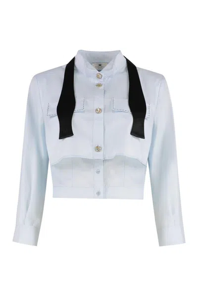 Elisabetta Franchi Cotton Poplin Shirt In Blue