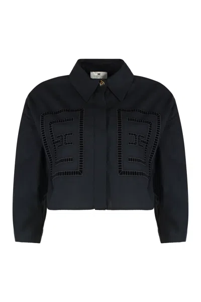 Elisabetta Franchi Cotton Poplin Cropped Jacket In Multi