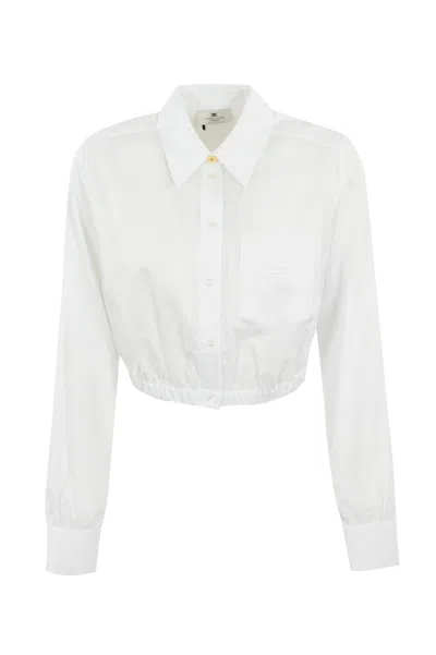 Elisabetta Franchi Cotton Poplin Shirt In Bianco