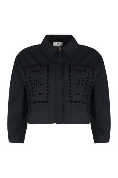 Elisabetta Franchi Cotton Poplin Shirt In Black
