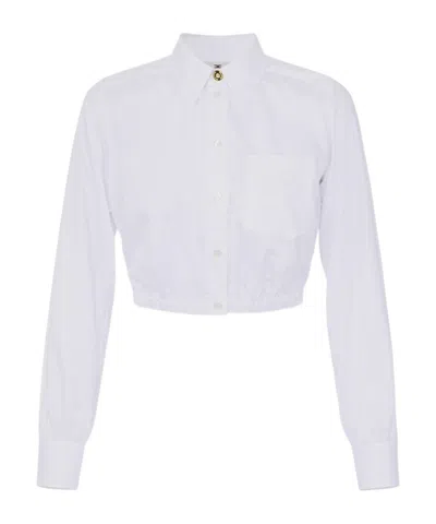 Elisabetta Franchi Cotton Poplin Shirt With Breast Pocket In White