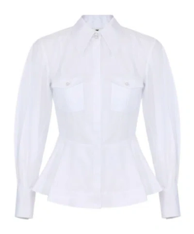 Elisabetta Franchi Cotton Poplin Shirt With Flounce In White