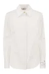 Elisabetta Franchi Cotton Poplin Shirt With Logo In White