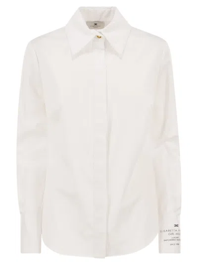 Elisabetta Franchi Cotton Poplin Shirt With Logo In White