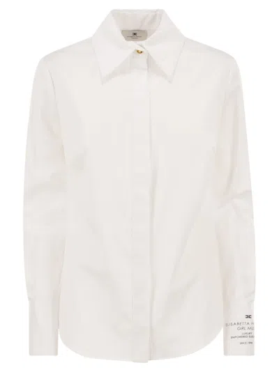 Elisabetta Franchi Cotton Poplin Shirt With Logo In White