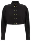 Elisabetta Franchi Short Shirt With Long Sleeves And Collar In Black