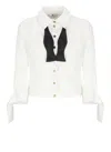 Elisabetta Franchi Cropped Top With Long Cuffs And Buttons In White