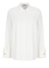 Elisabetta Franchi Striped Jacquard Poplin Shirt With Cufflinks In White