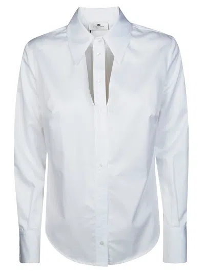 Elisabetta Franchi Cotton Shirt With Cut-out And Embroideries In White