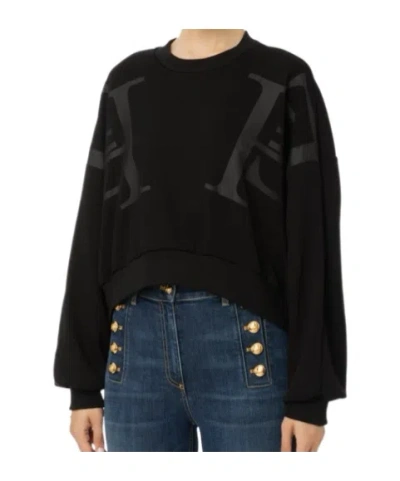 Elisabetta Franchi Cotton Short Sweatshirt In Black