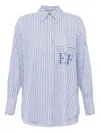 Elisabetta Franchi Striped Button-down Collar Shirt With Chest Pocket In White