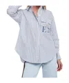 Elisabetta Franchi Striped Button-down Collar Shirt With Chest Pocket In Blue