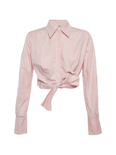 Pre-owned Elisabetta Franchi Cotton Striped Top In Pink
