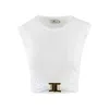 Elisabetta Franchi T-shirt In Jersey Di Cotone Con Logo Gioiello Bianca