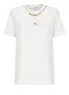 Elisabetta Franchi Short-sleeve Cotton Top With Decorative Chain Detail In Multi