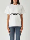Elisabetta Franchi Crew Neck Relaxed Fit Short Sleeves Top In White