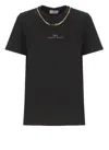 Elisabetta Franchi Cotton T-shirt With Embossed Logo In Black
