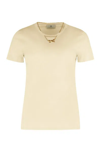 Elisabetta Franchi Cotton T-shirt In Yellow