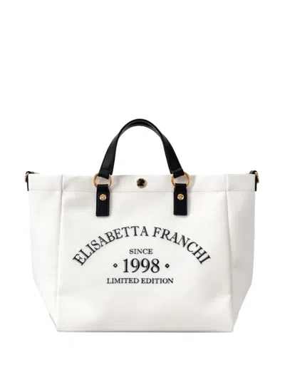Elisabetta Franchi Cotton Tote Bag In White