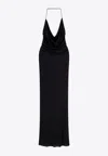 Elisabetta Franchi Cowl-neck Midi Halter Dress In Black