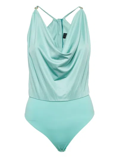 Pre-owned Elisabetta Franchi Cowl-neck Jersey Bodysuit In Green