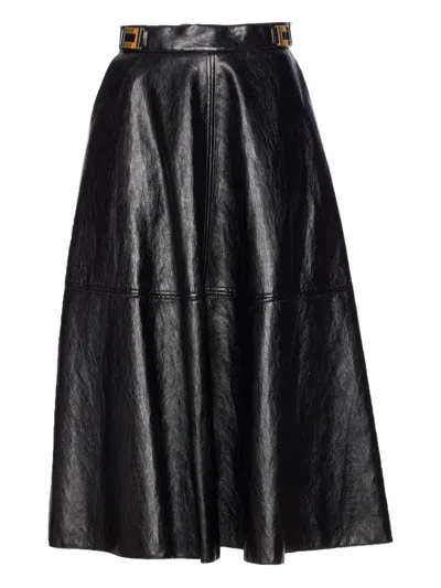 Elisabetta Franchi Flared Midi Skirt With High Waist In Black