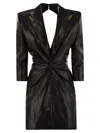 Elisabetta Franchi Craquelé Dress With Lapels In Black