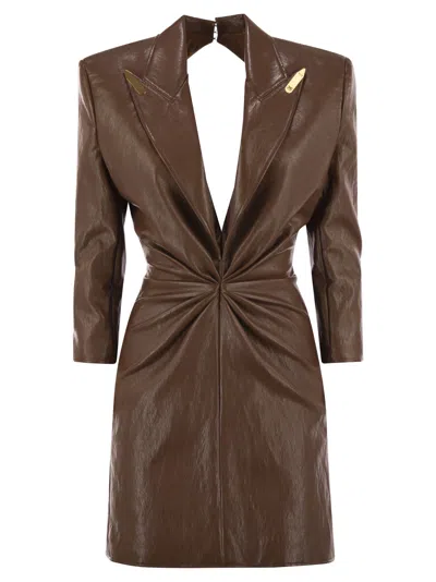 ELISABETTA FRANCHI ELISABETTA FRANCHI CRAQUELÉ DRESS WITH LAPELS