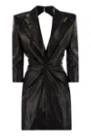 Elisabetta Franchi Craquelé Dress With Lapels In Gold