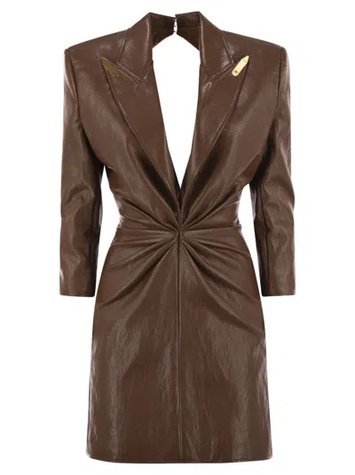 ELISABETTA FRANCHI CRAQUELÉ DRESS WITH LAPELS