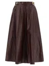 Elisabetta Franchi A-line Silhouette Skirt With Metallic Buckle Detail In Brown