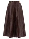 Elisabetta Franchi A-line Silhouette Skirt With Metallic Buckle Detail In Brown