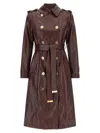 Elisabetta Franchi Craquelé Trench Coat Coats And Trench Coats Bordeaux In Brown
