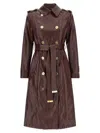 Elisabetta Franchi Craquelé Trench Coat Coats And Trench Coats Bordeaux In Burgundy