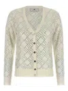 Elisabetta Franchi Crystal Cardigan Sweaters And Cardigans White In White