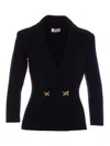 Elisabetta Franchi Black Double-breasted Blazer With Golden Buttons In Black