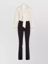 Elisabetta Franchi Cream And Black Suit With Contrast Piping