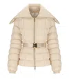 Elisabetta Franchi Cream Belted Padded Jacket In Neutral