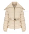 Elisabetta Franchi Cream Belted Padded Jacket In Neutral
