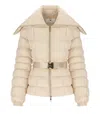 Elisabetta Franchi Cream Belted Padded Jacket In Neutral