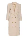 Elisabetta Franchi Cream Boucle Coat In Neutral