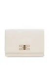 Elisabetta Franchi Cream-colored Bag With A Gold Chain Shoulder Strap In White