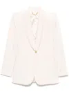 Elisabetta Franchi Cream-colored Blazer With A Golden Button In White